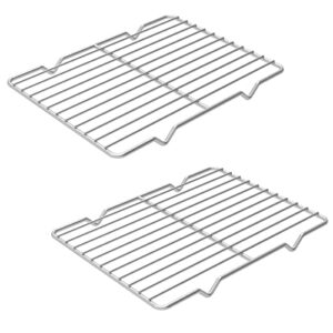 linkidea metal grate cooling rack pack of 2, stainless steel baking cooling rack rectangle 8'' x 10'', oven safe grid wire racks for roasting disposable pan
