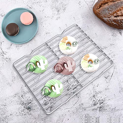 Linkidea Metal Grate Cooling Rack Pack of 2, Stainless Steel Baking Cooling Rack Rectangle 8'' x 10'', Oven Safe Grid Wire Racks for Roasting Disposable Pan
