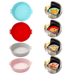 bdykjym 4pcs air fryer silicone liners,reusable air fryer silicone basket,replacement of flammable parchment paper, heat resistant easy cleaning air fryers oven accessories(top 7.9in, bottom 6.9in)