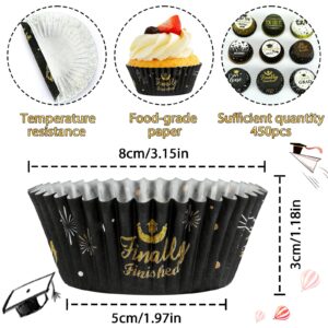 Graduation Cupcake Liners, SANNIX 450pcs Congrats Grad Baking Cups 2023 Cupcake Wrappers Paper Wraps Muffin Liners for Graduation Birthday Party Candy Cake Decorations Supplies (9 Designs)