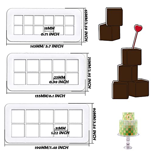 9 Pcs Cookie Cutter Plastic Cake Fondant Cutter Hexagons Cake Decorating and Squares Cake Molds for Baking