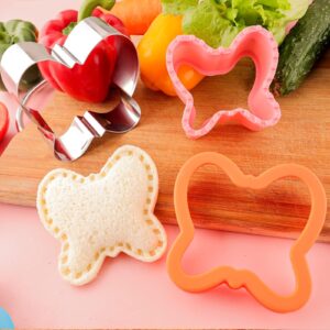 Sandwich Cutter and Sealer for Kids 10PCS Large Bread Sandwich Decruster Pancake Maker Cookies Fruits Vegetables Shaped Cutters for Lunch Bento Box Dinosuar Mickey Butterfly Unicorn Heart Star flower