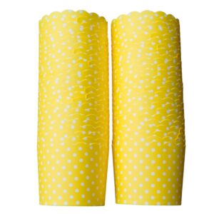 bake-in-cup 50-pack paper baking cups, greaseproof disposable cupcake muffin liners (large, yellow polka dots)