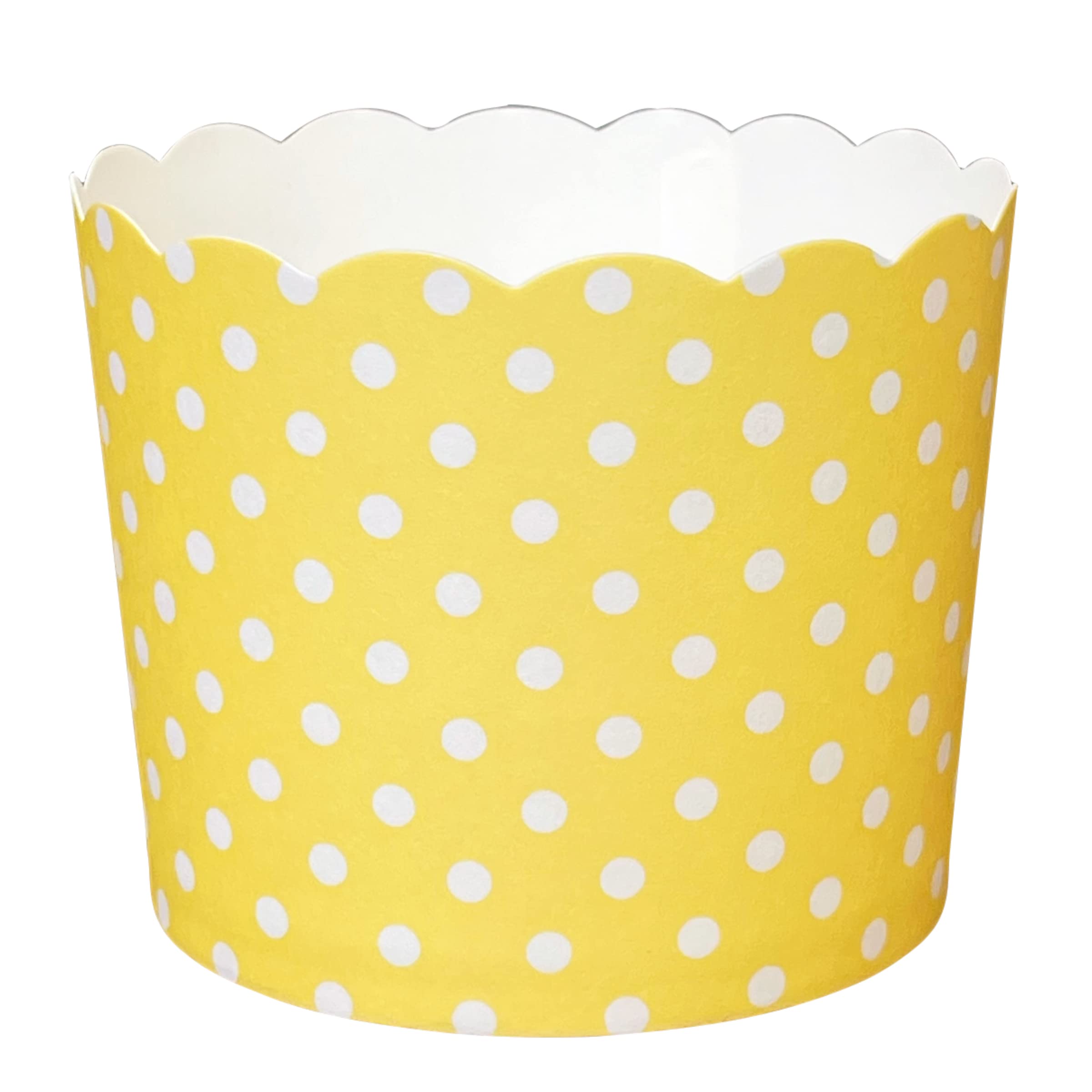 BAKE-IN-CUP 50-Pack Paper Baking Cups, Greaseproof Disposable Cupcake Muffin Liners (Large, Yellow Polka Dots)