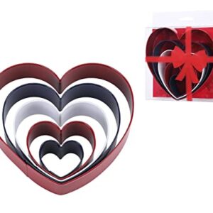 Heart Cookie Cutter Set, 4.5'', 3.5'', 2.75'', 2'', 1.25'', Fun Holiday Heart Shaped Valentines Cookie Cutters, Christmas Cookies, Small, Medium, And Large