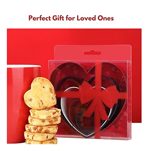 Heart Cookie Cutter Set, 4.5'', 3.5'', 2.75'', 2'', 1.25'', Fun Holiday Heart Shaped Valentines Cookie Cutters, Christmas Cookies, Small, Medium, And Large