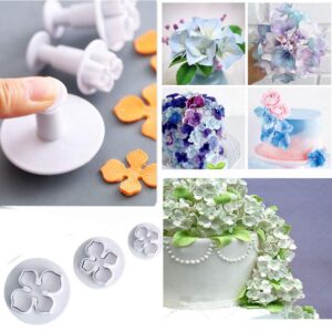 KALAIEN 3pcs Hydrangea Flower Fondant Cake Decorating Sugarcraft Cake Plunger Cutters Mould