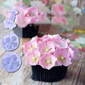 KALAIEN 3pcs Hydrangea Flower Fondant Cake Decorating Sugarcraft Cake Plunger Cutters Mould