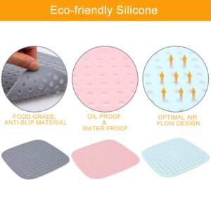 ZLR Silicone Air Fryer Liners Square 8.5 Inches, Eco-Friendly 3 Packs Reusable Air Fryer Silicone Liners for Parchment Paper Replacement, Oil Proof Easy Clean Air Fryer Accessories