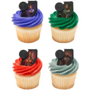 24 black panther wakanda forever cupcake rings