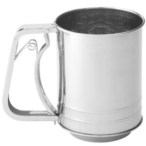 mrs. anderson’s baking hand squeeze flour sifter, stainless steel, 3-cup capacity