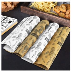 250pcs deli wax paper sheets for food newspaper theme wax paper sheets, basket liners wrapping paper for deli, sandwich, cheese, picnic, party, holiday, 9.8 x 9.8 inch