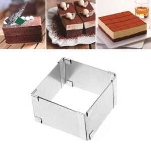 Stainless Steel Cake Mold Adjustable Cake Ring from 5.9" to 11", Square Shaped Mousse Cake Cutter Baking Mold Pastry Baking Tool by EORTA for Birthday Cake, Party Dessert, Handmade Snack, Gift