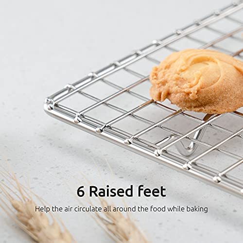 U-Taste 18/8 Stainless Steel Cooling Rack 16.3 x 11.3 inches, Baking Cooking Roasting Grilling Rack with Welding Enhancement, 6 Legs, 3 Cross Bars for Cookies, Bread, Cakes, Oven Cooking (Large)