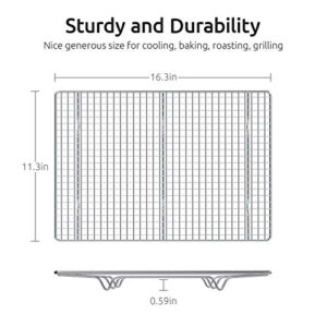 U-Taste 18/8 Stainless Steel Cooling Rack 16.3 x 11.3 inches, Baking Cooking Roasting Grilling Rack with Welding Enhancement, 6 Legs, 3 Cross Bars for Cookies, Bread, Cakes, Oven Cooking (Large)