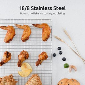 U-Taste 18/8 Stainless Steel Cooling Rack 16.3 x 11.3 inches, Baking Cooking Roasting Grilling Rack with Welding Enhancement, 6 Legs, 3 Cross Bars for Cookies, Bread, Cakes, Oven Cooking (Large)