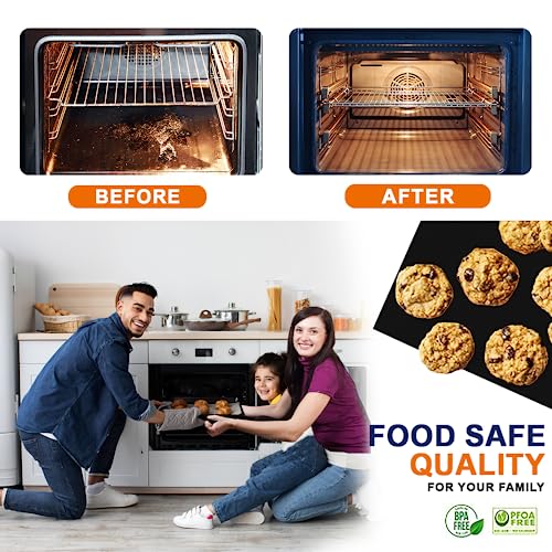 Oven Liners for Bottom of Oven, 2 Pack Large Thick Heavy Duty 100% Non-stick Reusable Teflon Oven Mat, 25”x17” Baking Mat for Electric, Gas, Toaster Ovens, Grills,Kitchen Friendly Cooking Accessory