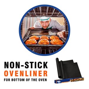 Oven Liners for Bottom of Oven, 2 Pack Large Thick Heavy Duty 100% Non-stick Reusable Teflon Oven Mat, 25”x17” Baking Mat for Electric, Gas, Toaster Ovens, Grills,Kitchen Friendly Cooking Accessory