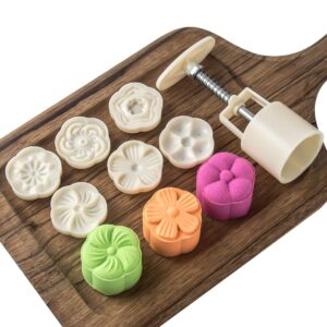 cookie stamp moon cake mold stamps, cookie press mid autumn festival diy decoration press cake cutter mold (50g 6pcs stamps)