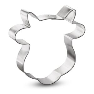 cow face cookie cutter - made in the usa – foose cookie cutters tin plated steel cow face cookie mold (4.25 inch)