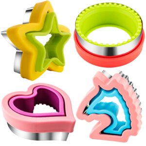 sandwich cutter and sealer for kids 4pcs large bread decruster sandwiches cruster maker vegetable fruit cookies food cutter shapes set for boys girls lunch bento box unicorn star heart round