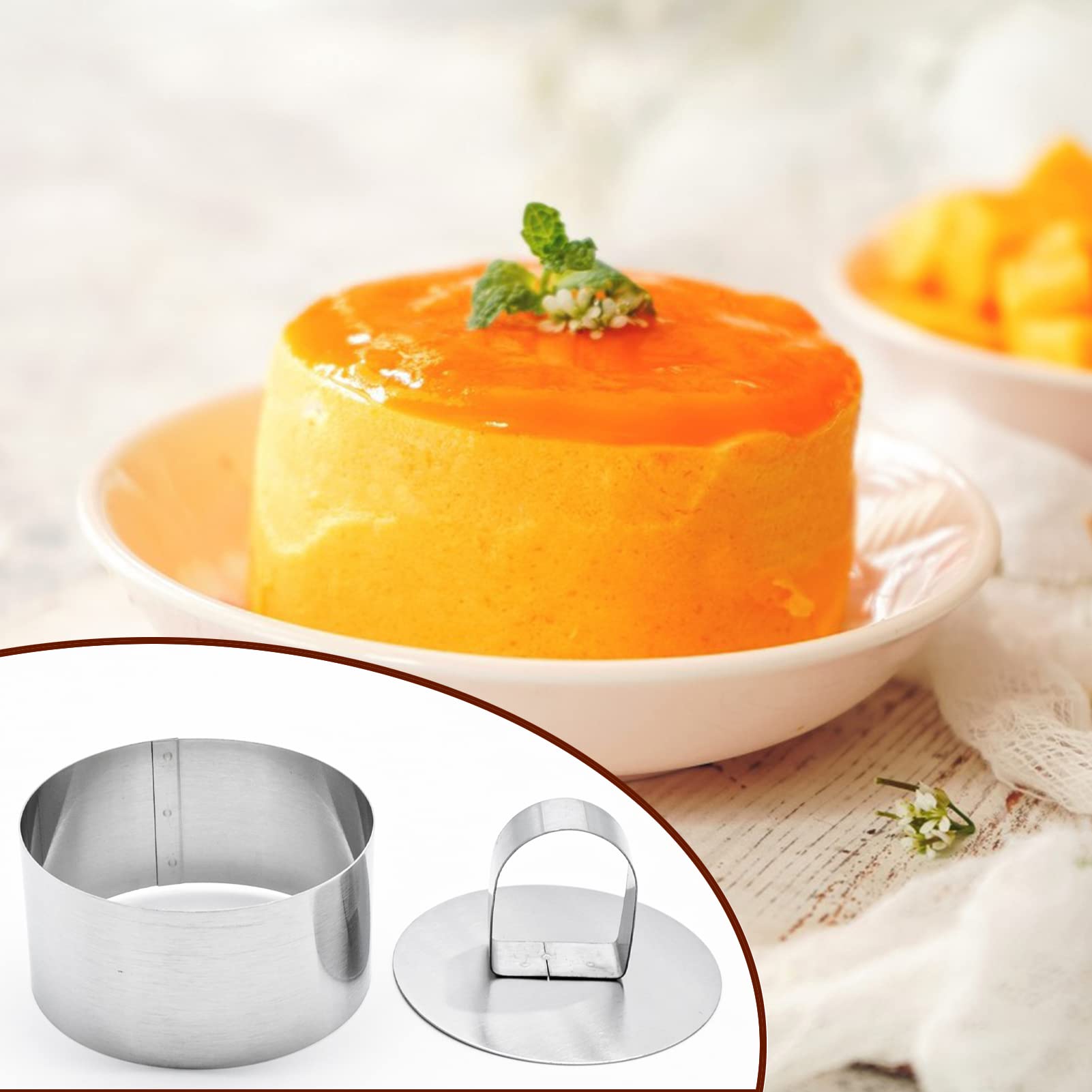 6 Pieces Round Cake Ring Mold, 3 inch Stainless Steel Mousse Mould, Mini Pancake Pastry Dessert Baking Ring Mold