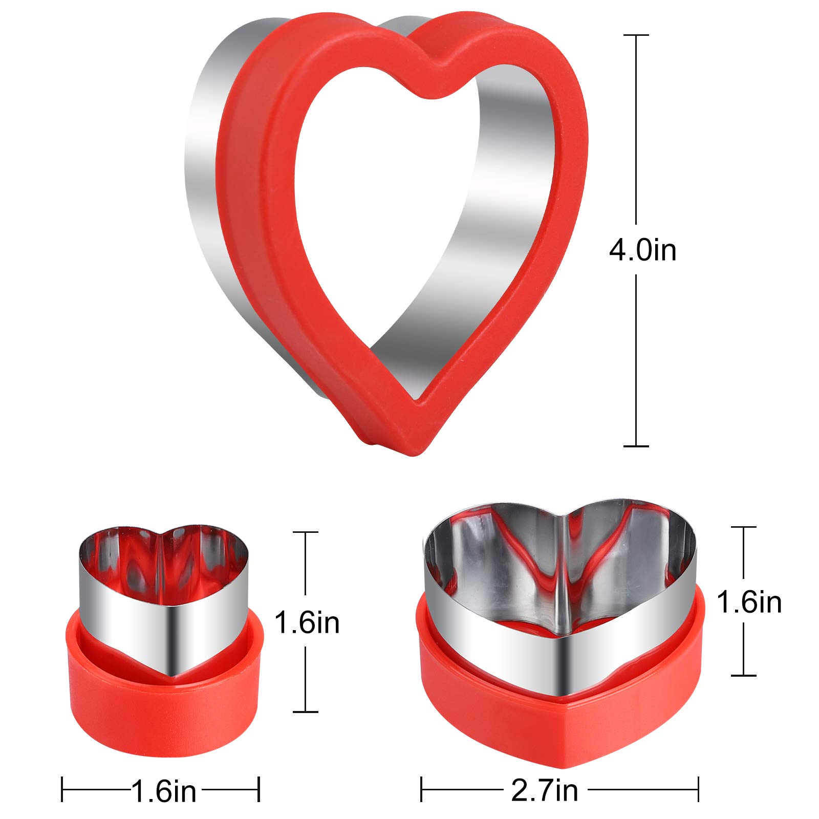 Love Heart Shape Cookie Cutters, Baking Vegetable Shape Cutters, Mini & Medium & Large Cookie Cutters,The Valentine’s Day Cookie Cutters with Red Color Biscuit Molds Fondant Cake Cookie Cutter Set