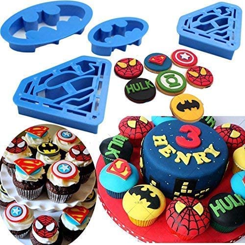 Anyana 4pcs set Super Hero Batman Superman cartoon Cookie impression Cutter pastry stamp biscuit mold Sugarcraft Cake Decoration