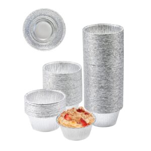 fiveeyes aluminum foil cups ramekins little, 150pcs disposable ramekins 4oz aluminum foil cupcake cups muffin liners silver foil baking cups for cupcake, egg tart, creme brulee, souffle, pudding
