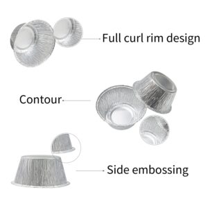 FiveEyes Aluminum Foil Cups Ramekins Little, 150Pcs Disposable Ramekins 4oz Aluminum Foil Cupcake Cups Muffin Liners Silver Foil Baking Cups for Cupcake, Egg Tart, Creme Brulee, Souffle, Pudding