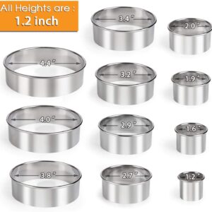 HULISEN Stainless Steel Round Cookie Biscuit Cutter Set, 11 Circle Donut Doughnut Cutter, Baking Ring Molds for Mini Cake, Scone, Pastry, Cooking, Gift Package