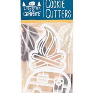 Camco 53369 Life Is Better at the Campsite Cookie Cutters - Perfect for Making Decorative Cookies - Includes (1) Campfire and (1) RV Cookie Cutter , White