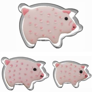 mini pig shaped cookie cutter set of 3 pcs, stainless steel piggy fondant cutters