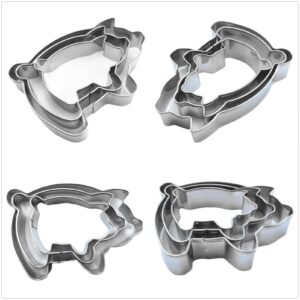 Mini Pig Shaped Cookie Cutter Set of 3 pcs, Stainless Steel Piggy Fondant Cutters