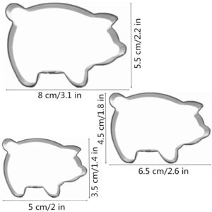 Mini Pig Shaped Cookie Cutter Set of 3 pcs, Stainless Steel Piggy Fondant Cutters