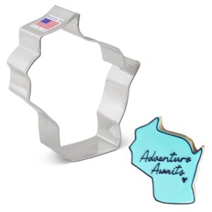wisconsin state cookie cutter 4" made in usa by ann clark