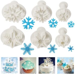 snowflake cookie cutter,6pcs snowflake fondant cutters decorating mold embossing tool christmas cookie cutters snowflake plunger cake cutter