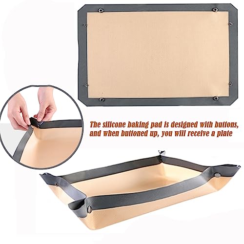 AILIFEER Leak free non stick silicone baking mat,silicone oven liners, corners can be snapped together, BPA free, for pans, air fryers, ovens, placemats (16.54inch*11.61inch)