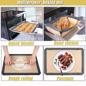 AILIFEER Leak free non stick silicone baking mat,silicone oven liners, corners can be snapped together, BPA free, for pans, air fryers, ovens, placemats (16.54inch*11.61inch)