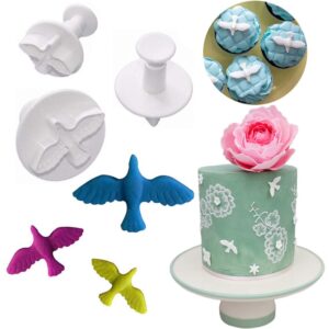 3pcs dove fondant plunger cutters, dove molds for angelic baptism party cake cupcake decorating sugarcraft gum paste cookies plunger cutter presses