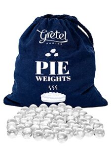 glass pie weights for baking | better than ceramic! dust free borosilicate glass | extra large quantity 2.5 pounds | drawstring storage bag | essential baking tools