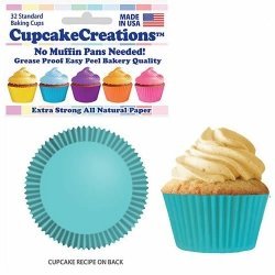 light turquoise cupcake baking cup liners 32 count by cupcake creations