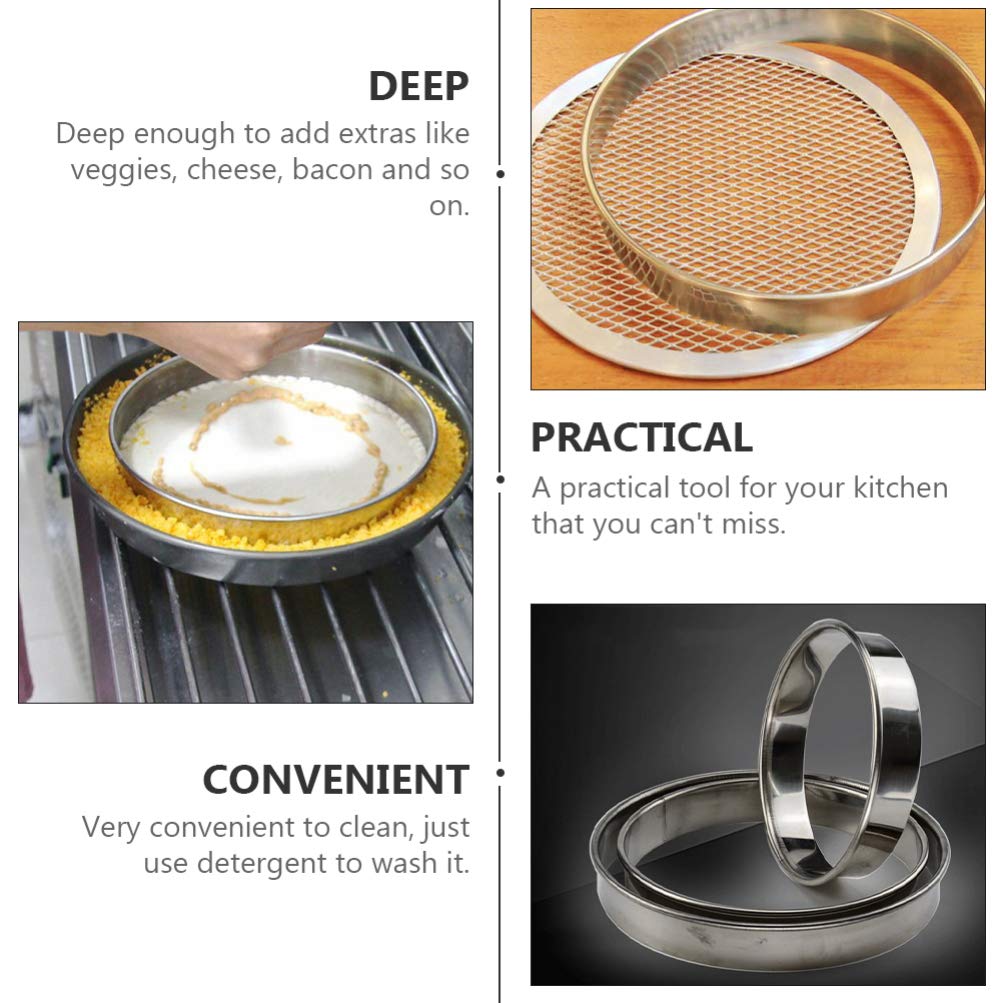 YARDWE Stainless Steel Muffin Rings Mousse Rings 9 inch Non Stick Pizza Cutter Rings Egg Pancake Rings Metal Tart Pastry Rings Molds for Cooking Baking Cakes Desserts Dough