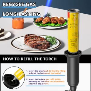 Molgoc Butane Torch with Anti-scalding Device,Stainless Steel Protective Cover,Refillable Kitchen Torch Lighter,Adjustable Flame Guard. (Butane Gas Not Included,Blue)