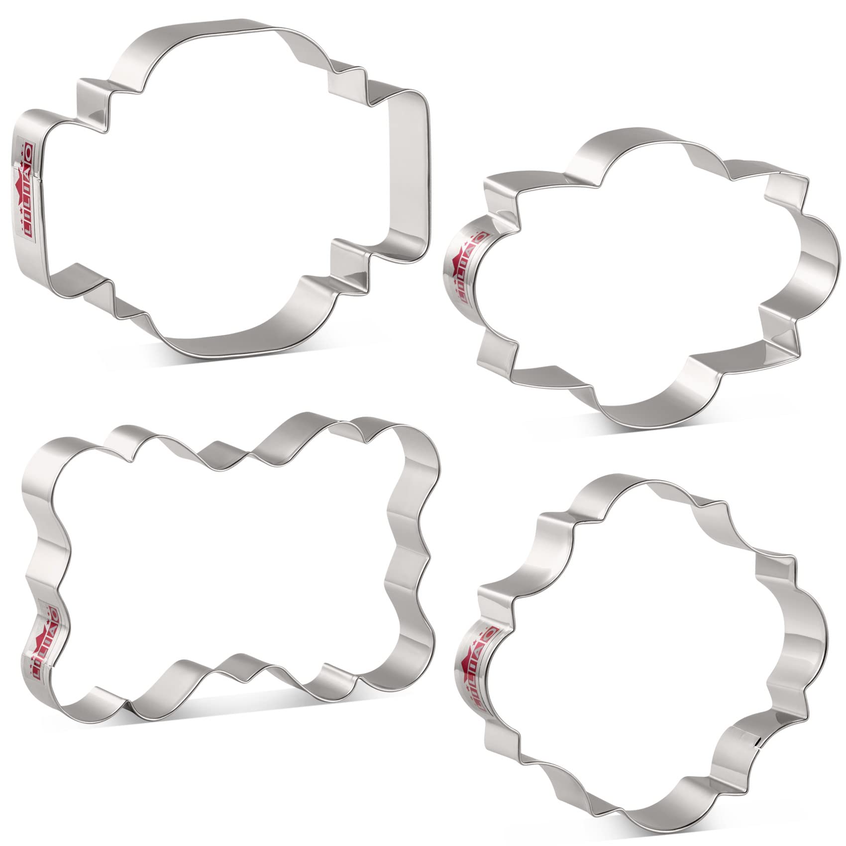 LILIAO Fancy Plaque Cookie Cutter Set Frame Sandwich Fondant Biscuit Cutters - 4 Piece - Stainless Steel - by Janka