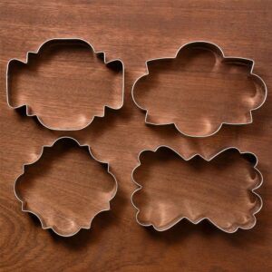 LILIAO Fancy Plaque Cookie Cutter Set Frame Sandwich Fondant Biscuit Cutters - 4 Piece - Stainless Steel - by Janka