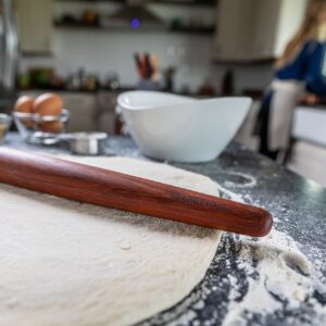 Earlywood French Rolling Pin - Tapered Wooden Rolling Pin for Baking Pizza, Pastry Dough or Pasta - Hard Wood French Roller Baking Pin Made in USA - Jatoba