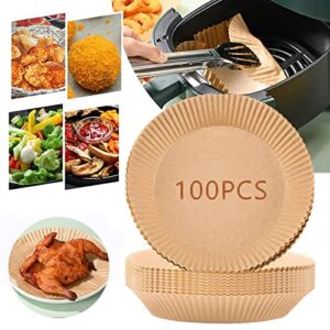 xwnzqdd air fryer disposable paper liner, 100pcsnon-stick disposable air fryer liner, oil proof, waterproof, suitable for air fryer, microwave oven, baking cooking (100pcs-6.3 inch), yellow, 7.8x7.8