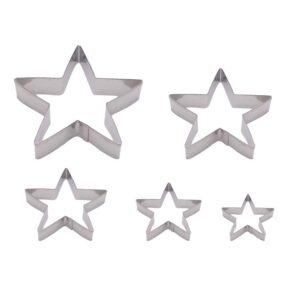 dadam star cookie cutters set of 5 - stainless steel star cookie cutter set - five-pointed star biscuit molds fondant cake cookie cutter set pastry mold