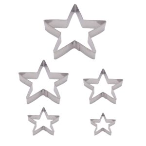 Dadam Star Cookie Cutters Set of 5 - Stainless Steel Star Cookie Cutter Set - Five-Pointed Star Biscuit Molds Fondant Cake Cookie Cutter Set Pastry Mold